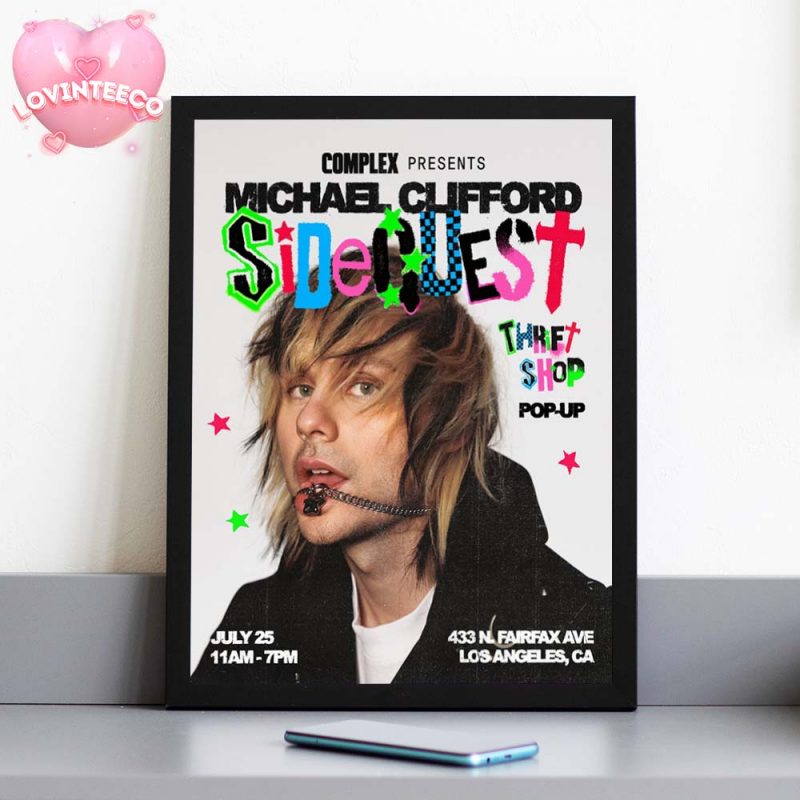Michael Clifford Sidequest Poster At 433 N Fairfax Ave In Los Angeles CA On July 25 2025 Featuring Pop Up Thrift Style Design Home Decor Poster Canvas