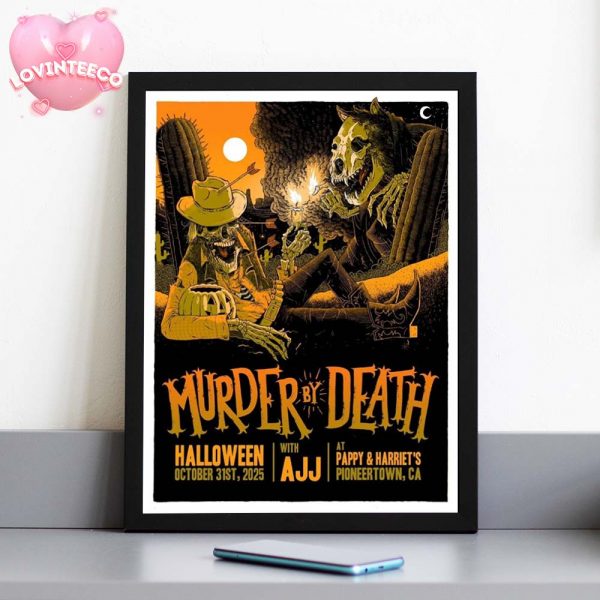 Murder By Death Poster At Pappy And Harriet’s In Pioneertown CA On October 31 2025 Halloween Skeleton Western Art Home Decor Poster Canvas