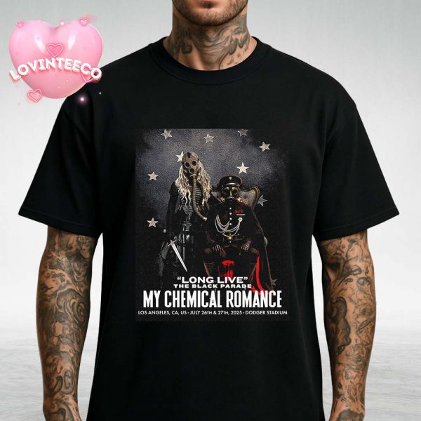 My Chemical Romance Art Print At Dodger Stadium In Los Angeles CA On July 26 2025 Black Parade Tribute Design Unisex T-Shirt