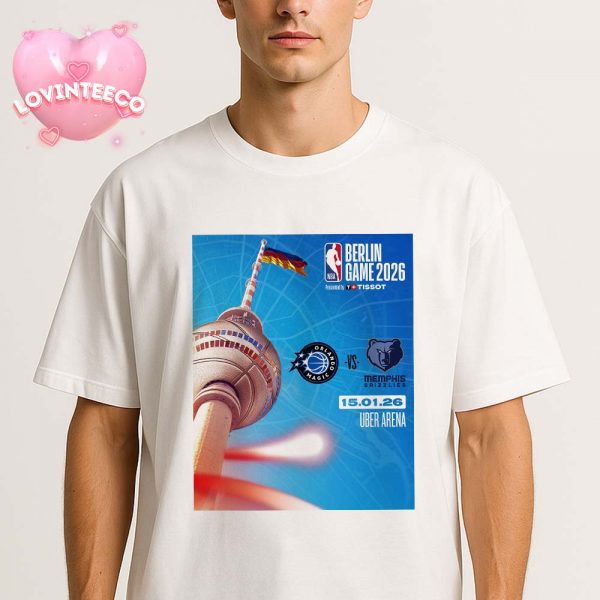 NBA Game Artwork At Uber Arena In Berlin Germany On January 15 2026 Featuring Memphis Grizzlies Vs Orlando Magic Unisex T-Shirt
