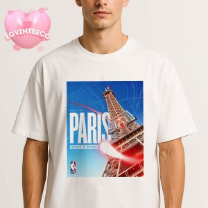 NBA Sports Print At Eiffel Tower In Paris France For 2027 And 2028 Featuring Basketball Hoop Theme Unisex T-Shirt