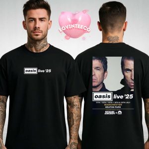 Oasis Live Show Poster At Heaton Park In Manchester July 2025 Close Up Portrait Vintage Style Two Sides Unisex T-Shirt