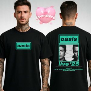 Oasis Live Show Poster At Wembley Stadium In London On July 25 To August 3 2025 With Split Portrait Artwork Two Sides Unisex T-Shirt