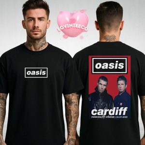 Oasis Poster At Principality Stadium In Cardiff Wales On July 4 2025 Comeback Live Show Photography Style Two Sides Unisex T-Shirt