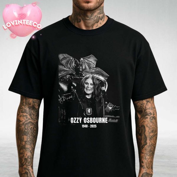 Ozzy Osbourne Memorial Poster With Bat Throne Artwork 1948-2025 Unisex T-Shirt