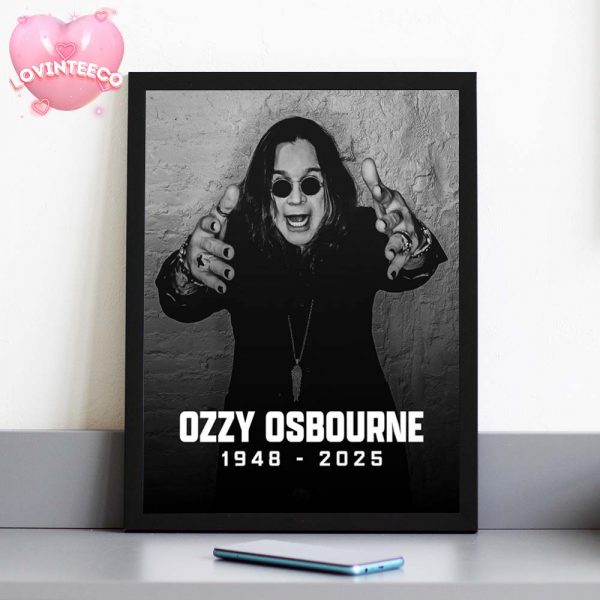 Ozzy Osbourne RIP Poster Reaching Forward Gothic Monochrome Style 1948-2025 Home Decor Poster Canvas