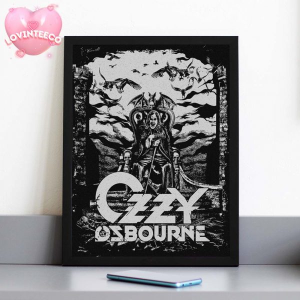 Ozzy Osbourne Tribute Art Print Throne Scene With Bats On Gothic Background 2025 Dark Metal Tribute Design Home Decor Poster Canvas