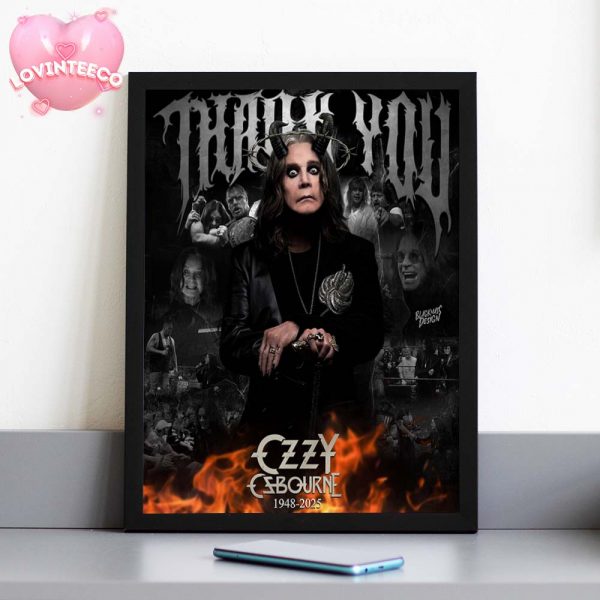 Ozzy Osbourne Tribute Poster Fire Horns Thank You Collage 1948 2025 Home Decor Poster Canvas