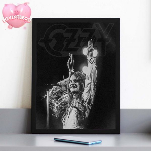 Ozzy Osbourne Tribute Poster On Stage Peace Sign Black And White Vintage Style Home Decor Poster Canvas