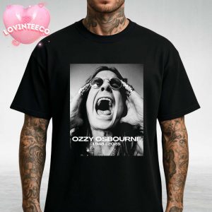 Ozzy Osbourne Tribute Poster Screaming Portrait Black And White 1948-2025 Unisex T-Shirt