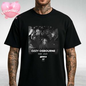 Ozzy Osbourne Tribute Poster With Bat Throne Broadcast By 4WWL And AP 1948-2025 Unisex T-Shirt