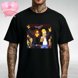 Ozzy Osbourne Tribute Poster With Homer Simpson At Moe Bar Cartoon Style Unisex T-Shirt
