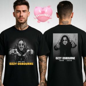 Ozzy Osbourne Tribute Shirt Front Reach Back Gothic Wall Pose 2025 Two Sides Unisex T-Shirt