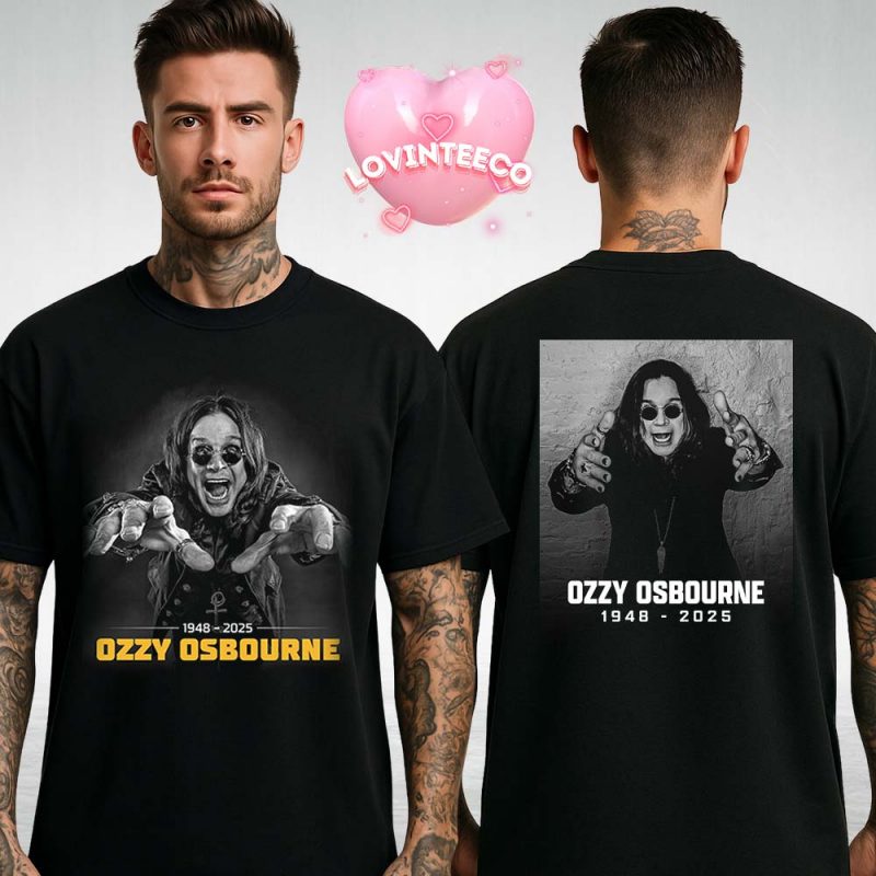 Ozzy Osbourne Tribute Shirt Front Reach Back Gothic Wall Pose 2025 Two Sides Unisex T Shirt