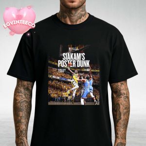 Pascal Siakam Poster Dunk NBA Finals Poster In Indiana Pacers Jersey Over Thunder Defenders 2024 Unisex T-Shirt