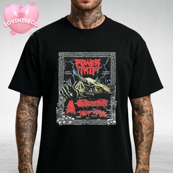 Power Trip Poster At Ogden Theatre In Denver CO On July 27 2025 Demon Artwork Heavy Metal Style Unisex T-Shirt
