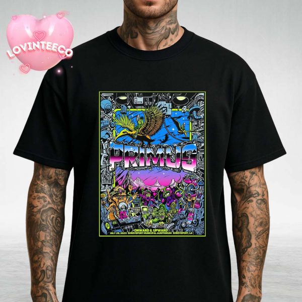 Primus Music Print At Shreveport Municipal Auditorium In Shreveport LA 2025 Alien Sci-Fi Scene Unisex T-Shirt