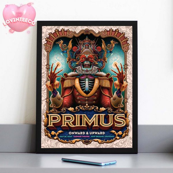 Primus Poster At Saenger Theatre In New Orleans Louisiana On July 28 2025 Psychedelic Skeleton Theme Home Decor Poster Canvas