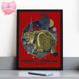 Queens Of The Stone Age Live Show Poster In Budapest Hungary On July 19 2025 Wild Cat Skull Gothic Art Home Decor Poster Canvas