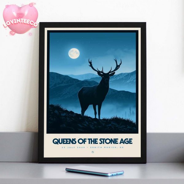 Queens Of The Stone Age Poster In Munich Germany On July 25 2025 Blue Moon Deer Landscape Print Home Decor Poster Canvas