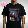 Rush 50th Anniversary Poster Featuring Band Portraits And Owl Artwork In Surrealist Museum Style Unisex T-Shirt