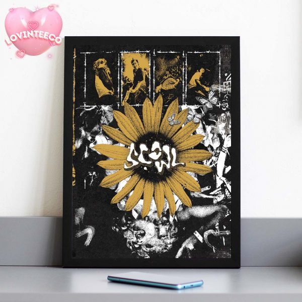 Scowl Hardcore Poster With Sunflower And Butterfly Chaos At Aftershock Festival 2025 Punk Artwork Print Home Decor Poster Canvas