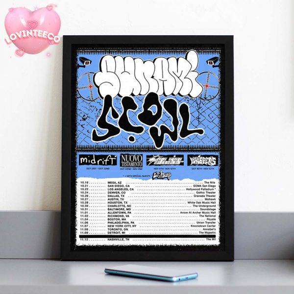 Sunami And Scowl Tour Poster Fall 2025 With Dates Across US Hardcore Graffiti Style Home Decor Poster Canvas