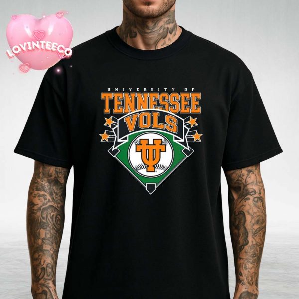 Tennessee Volunteers Baseball Tee With Ribbon Diamond Graphic Sports Fan Unisex T-Shirt