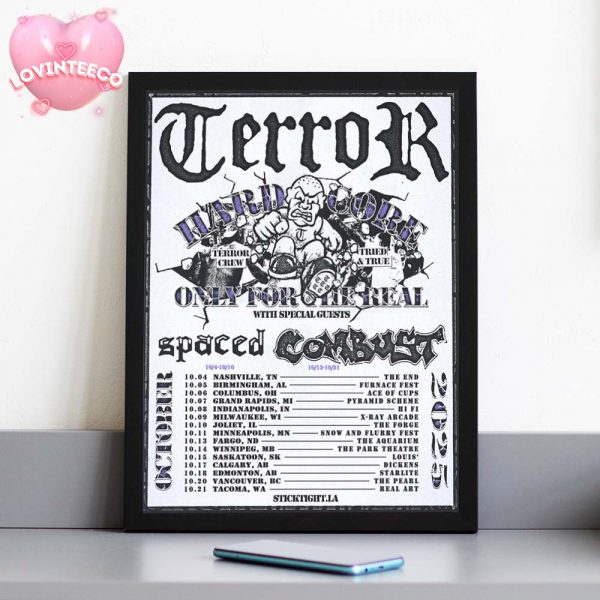 Terror Only For The Real Tour Poster On October 2025 With Spaced And Combust US And Canada Hardcore Punk Dates List Home Decor Poster Canvas