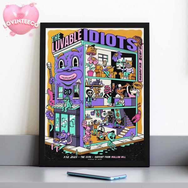 The Luvable Idiots Poster At The 8×10 In Baltimore MD On September 12 2025 Colorful Cartoon Album Release Party Home Decor Poster Canvas