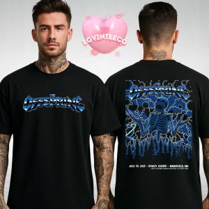 The Offspring Concert Print At Xfinity Center In Mansfield MA 2025 Skeleton Lightning Artwork Two Sides Unisexx T-Shirt