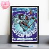 Rush 50th Anniversary Poster Featuring Band Portraits And Owl Artwork In Surrealist Museum Style Home Decor Poster Canvas