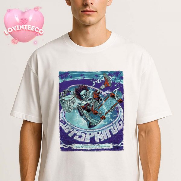 The Offspring Poster At Budweiser Stage In Toronto ON On July 23 2025 Supercharged Tour Punk Skate Style Unisex T-Shirt