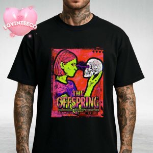 The Offspring Show Print At Pine Knob Music Theatre In Clarkston Michigan On July 27 2025 With Skull And Psychedelic Girl Art Unisex T-Shirt