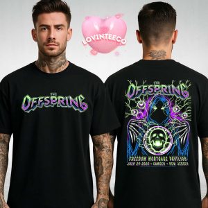 The Offspring Tour Poster At Freedom Mortgage Pavilion In Camden New Jersey 2025 Skeleton Energy Theme Two Sides Unisex T-Shirt