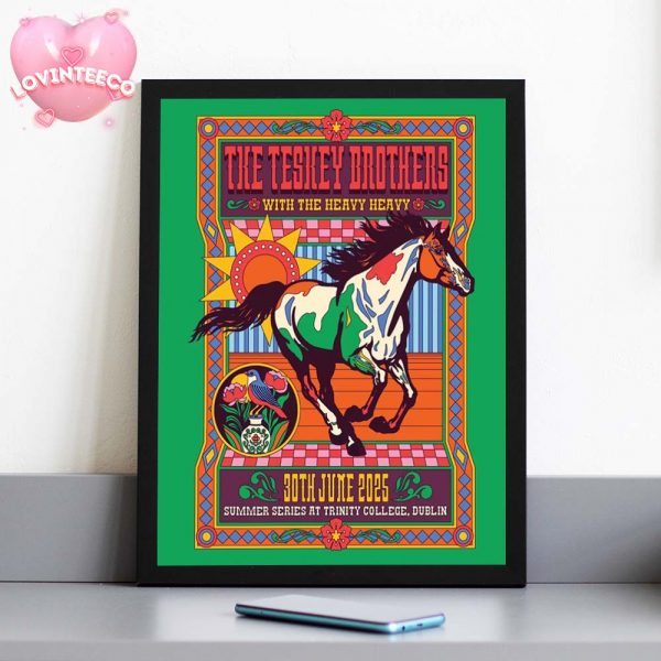 The Teskey Brothers Poster At Trinity College In Dublin On June 30 2025 Psychedelic Horse Art Home Decor Poster Canvas