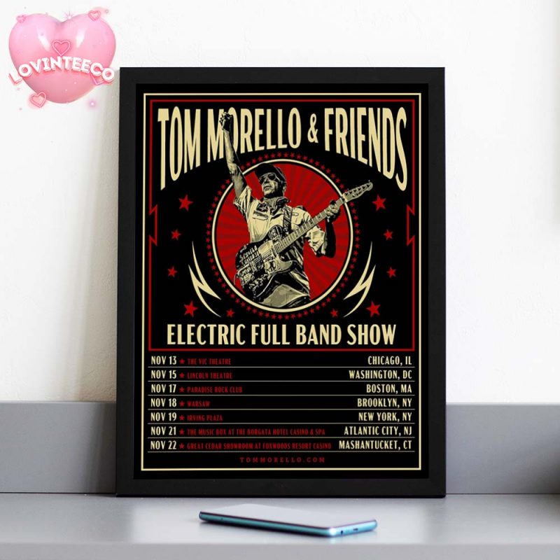 Tom Morello And Friends Tour Poster Fall 2025 With US Dates Electric Full Band Show Home Decor Poster Canvas