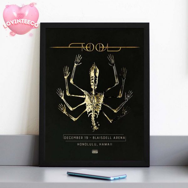 Tool Poster At Blaisdell Arena In Honolulu Hawaii With Golden Skeleton December 19 2025 Home Decor Poster Canvas