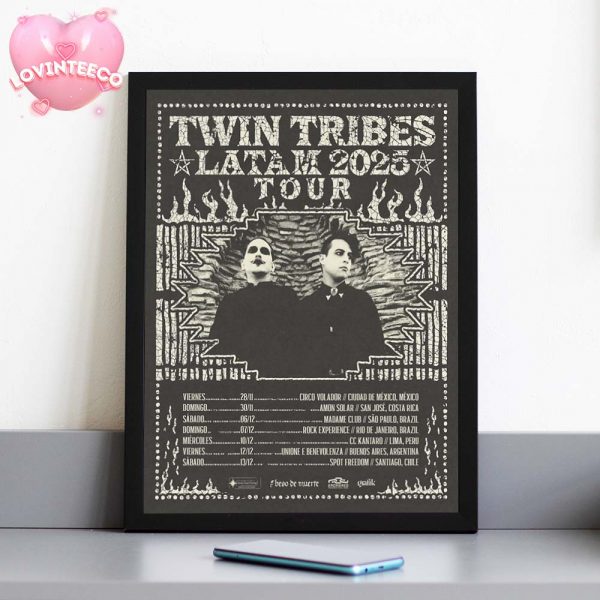 Twin Tribes Poster For LATAM Tour In Mexico Costa Rica Brazil Peru Argentina Chile 2025 Featuring Gothic Rock Aesthetic Home Decor Poster Canvas
