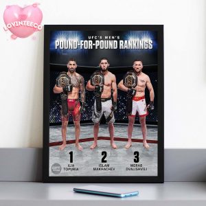 UFC Pound For Pound Rankings 2025 With Ilia Topuria Islam Makhachev And Merab Dvalishvili Holding Championship Belts Home Decor Poster Canvas