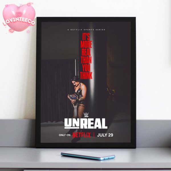 WWE Unreal Poster Rhea Ripley Netflix Series July 29 2024 Women Champion Wrestling Documentary Art for Fans and Collectors Home Decor Poster Canvas