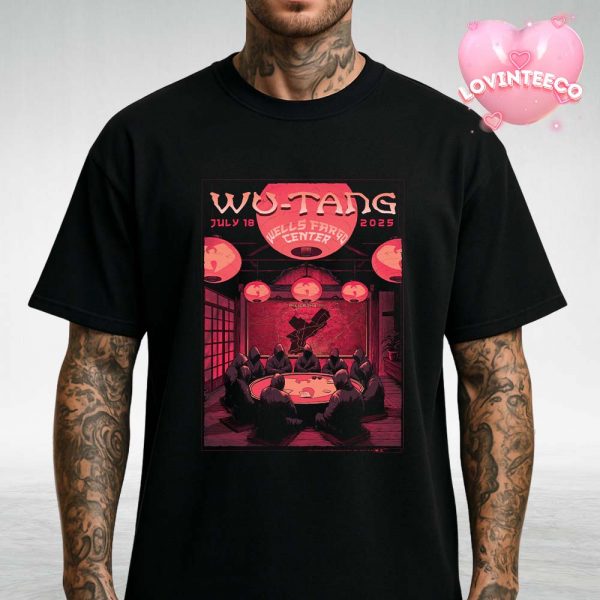 Wu Tang Clan Music Poster In Philadelphia On July 18 2025 Hooded Circle Map Lantern Art Unisex T-Shirt