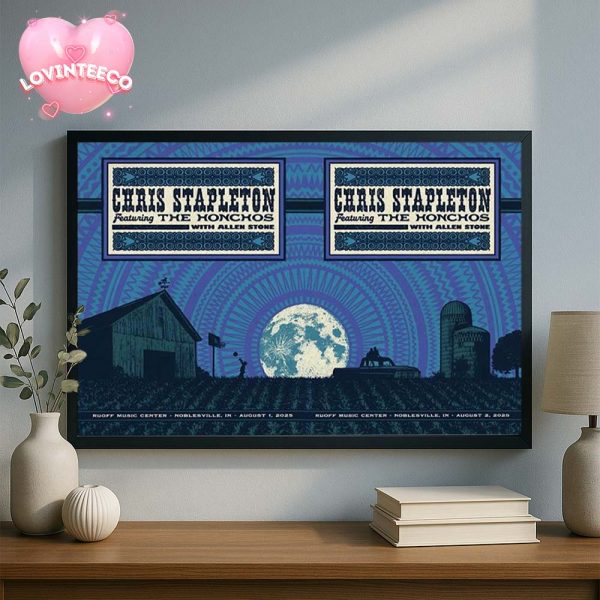 Chris Stapleton Tour Full Show Combined Poster For Noblesville IN Ruoff Music Center On August 1 2025 Home Decor Poster Canvas