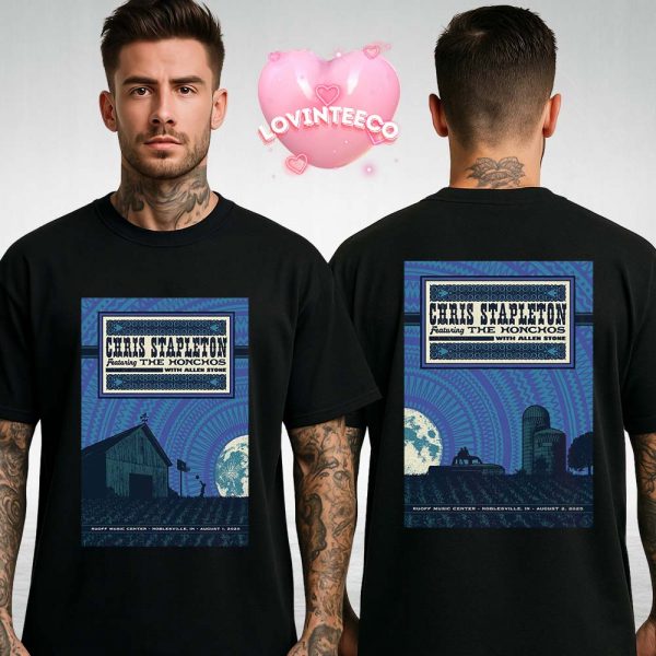 Chris Stapleton Tour Full Show Combined Poster For Noblesville IN Ruoff Music Center On August 1 2025 Two Sides Unisex T-Shirt