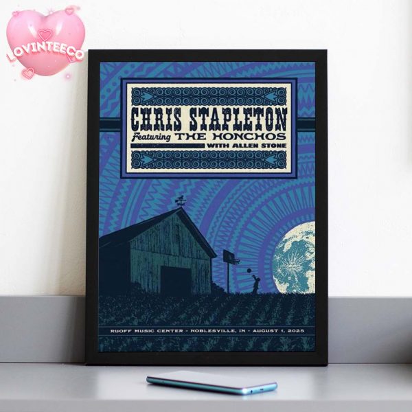 Chris Stapleton Tour Poster At Ruoff Music Center In Noblesville IN On August 1 2025 Home Decor Poster Canvas