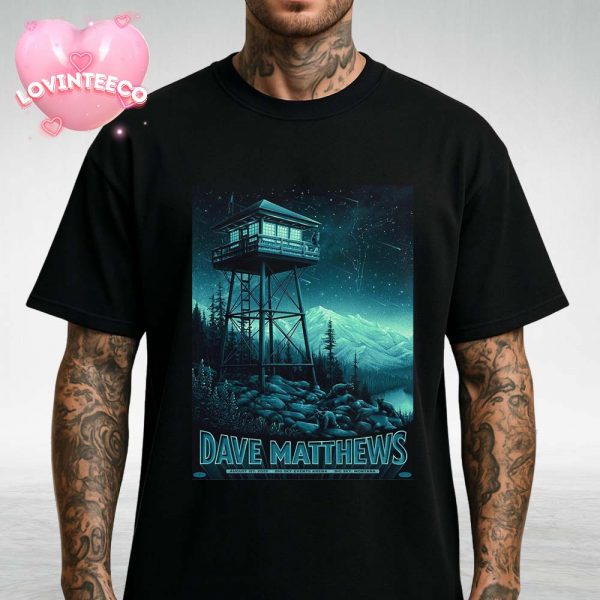 Dave Matthews Music Poster At Big Sky Events Arena In Montana On August 1 2025 Night Sky Forest Scene Unisex T-Shirt