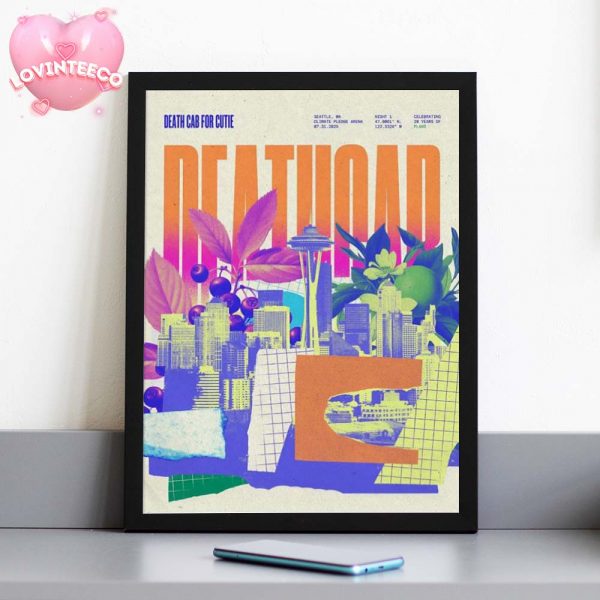 Death Cab For Cutie Art Print At Climate Pledge Arena In Seattle WA On July 31 2025 Colorful Collage Cityscape Home Decor Poster Canvas