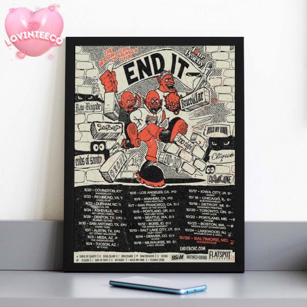 End It US Tour Poster In Multiple Cities Fall 2025 Hardcore Punk Style Brick Wall Artwork Home Decor Poster Canvas