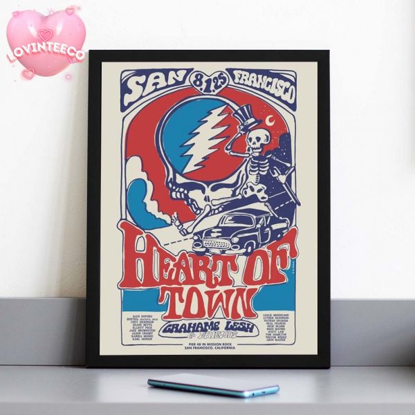 Grahame Lesh Show Flyer At San Francisco On August 1 2025 Skeleton Driving Car Tribute Design Home Decor Poster Canvas