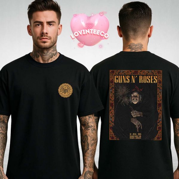Guns N Roses Concert Merch Tee For Germany At Wacken Open Air On July 31 2025 Witch Artwork Heavy Metal Tour Exclusive Two Sides Unisex T-Shirt